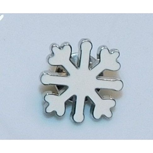 Other Snowflake Lapel Pin Silver Tone With White Enamel Fill Size ONE SIZE - 1 Thumbnail