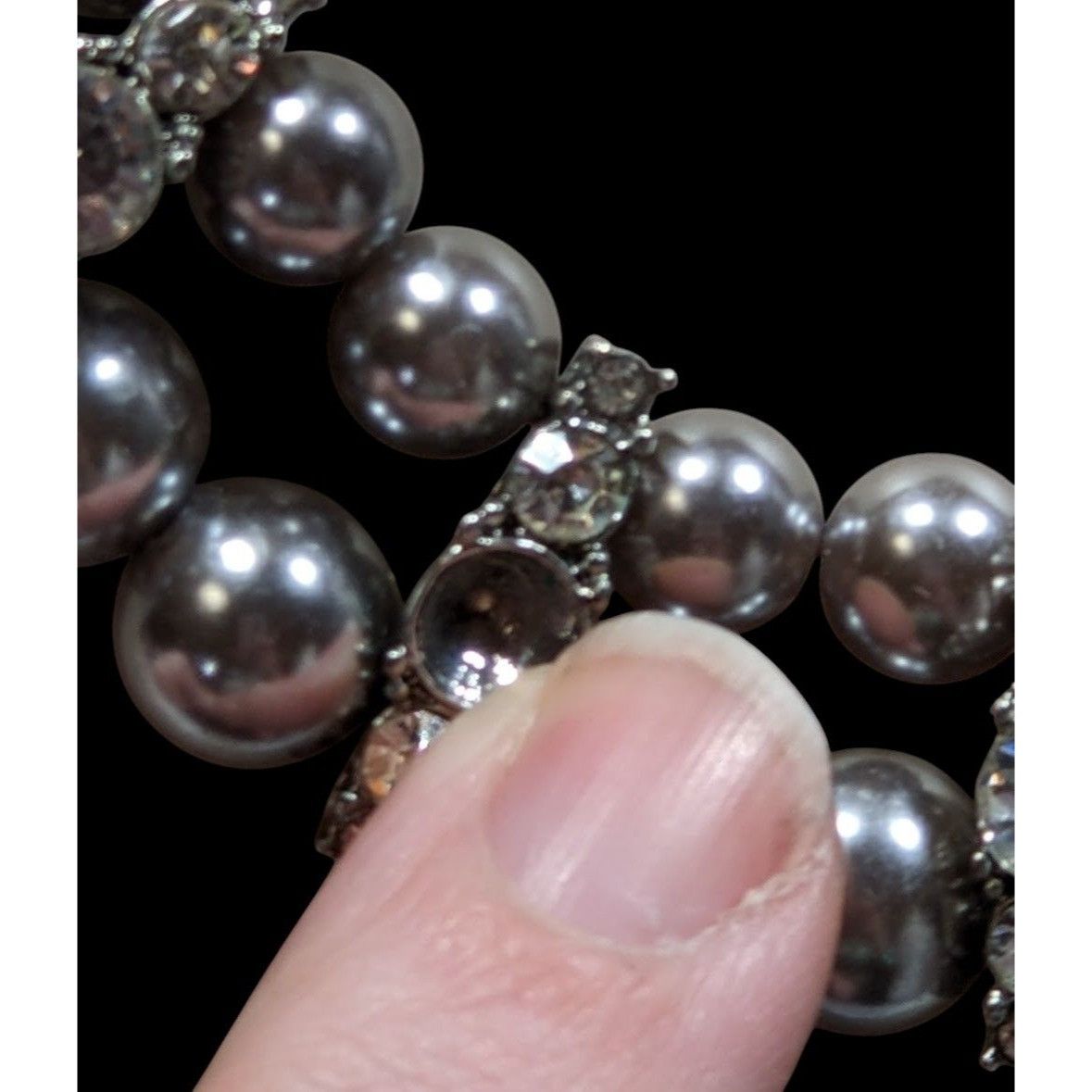 Other Vintage Glam Faux Pearl Double Strand Necklace With Rhinesto Size ONE SIZE - 3 Thumbnail