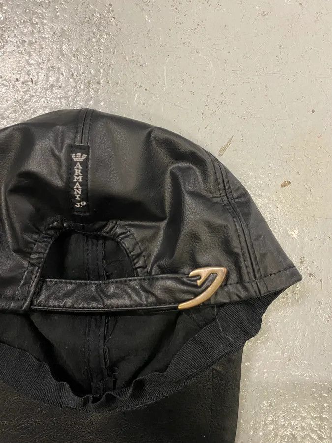 Vintage 2000s Armani Fake Leather Black Cap Size ONE SIZE - 5 Thumbnail