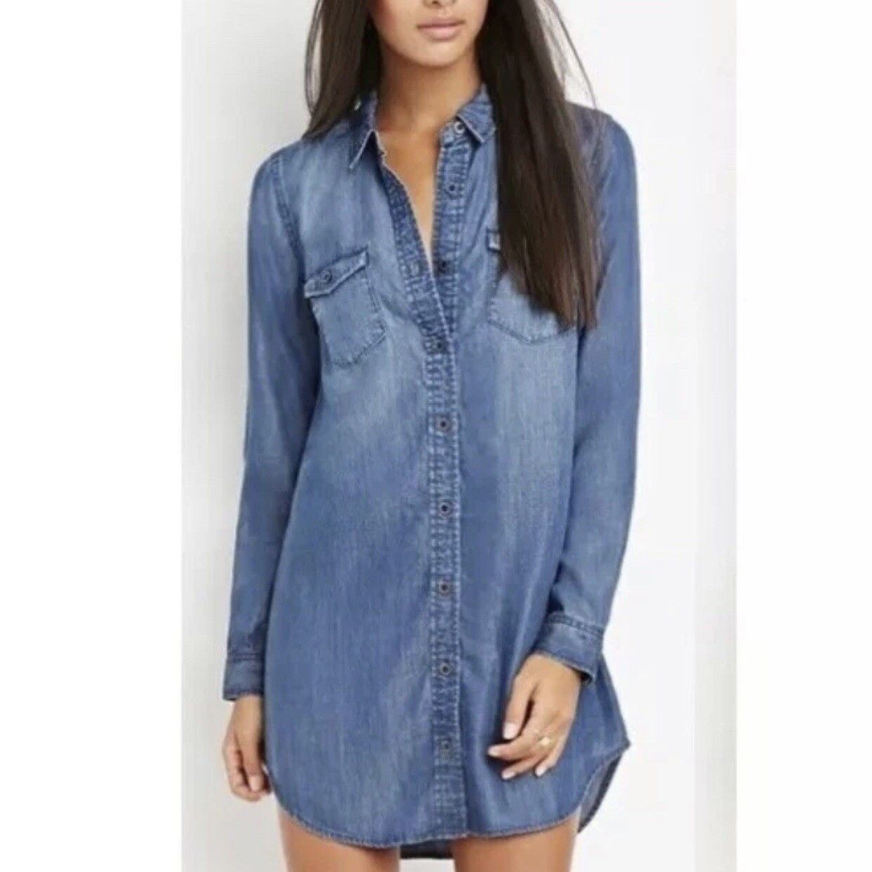 Other Life in Progress Chambray Top Shirt Dress Shacket Size L Size L / US 10 / IT 46 - 2 Thumbnail