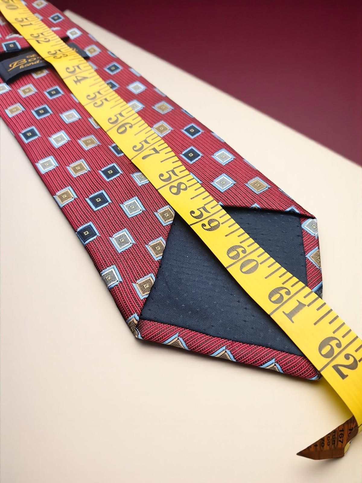 Luigi Borrelli Borrelli Hand Stitched Red Polyester Tie with Geometric Motf Size ONE SIZE - 4 Thumbnail