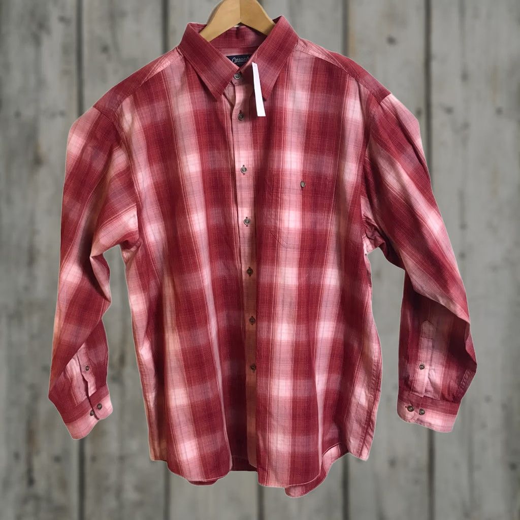 Roundtree & Yorke Roundtree & Yorke Casuals Shirt Mens Sz XL Red Ombré Plaid Button Front NEW Size US XL / EU 56 / 4 - 1 Thumbnail