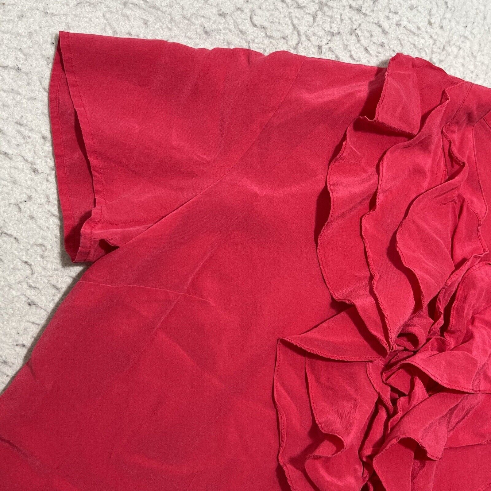 Pendleton Pendleton Silk Short Sleeve Hot Pink Ruffle Button Up Top Size XL / US 12-14 / IT 48-50 - 6 Thumbnail