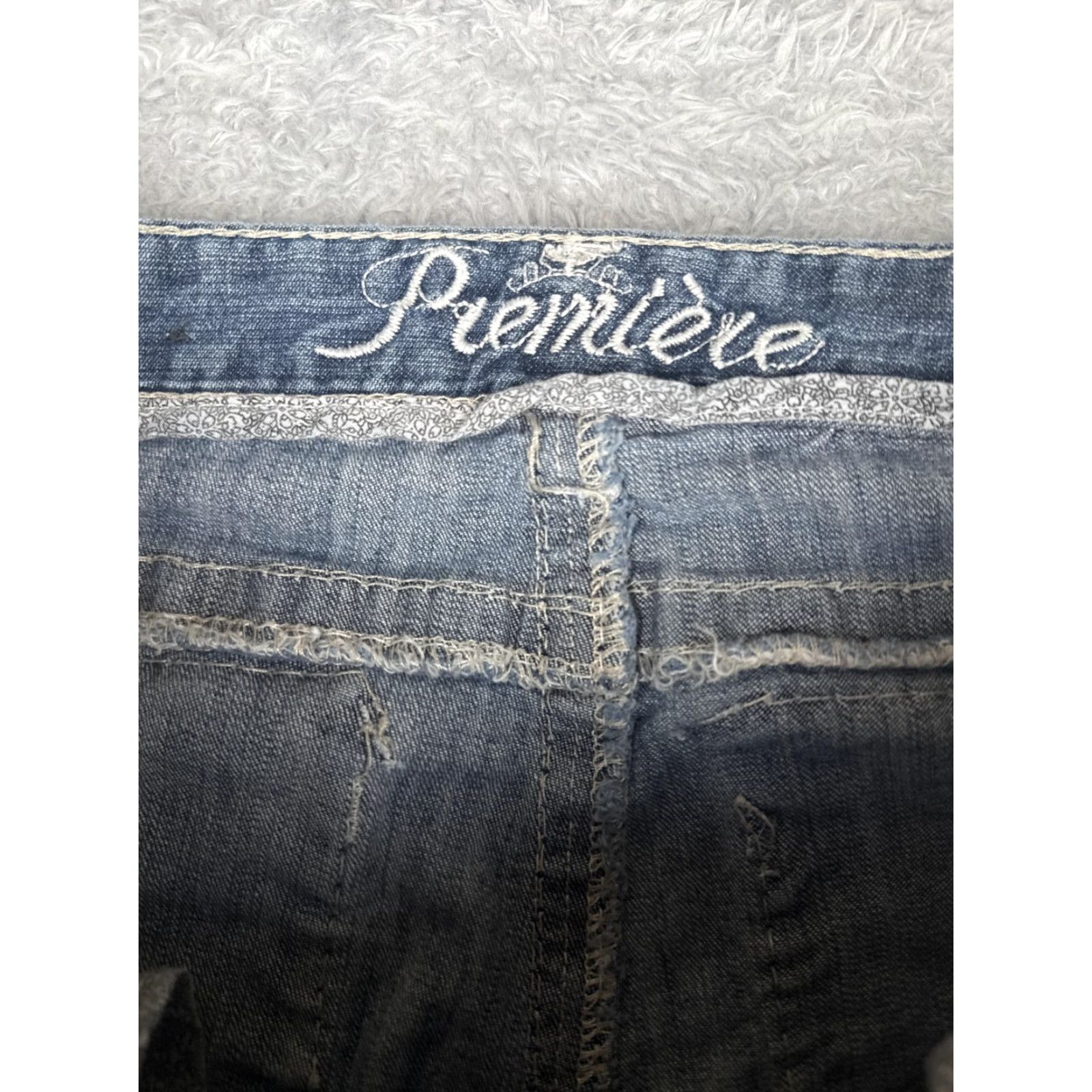 Denime Premiere Denim Jeans Womens 7/8 Bootcut Distressed Pockets Embroidered Back Flap Pocket 5-Pocket Denim Size 28" / US 6 / IT 42 - 6 Thumbnail