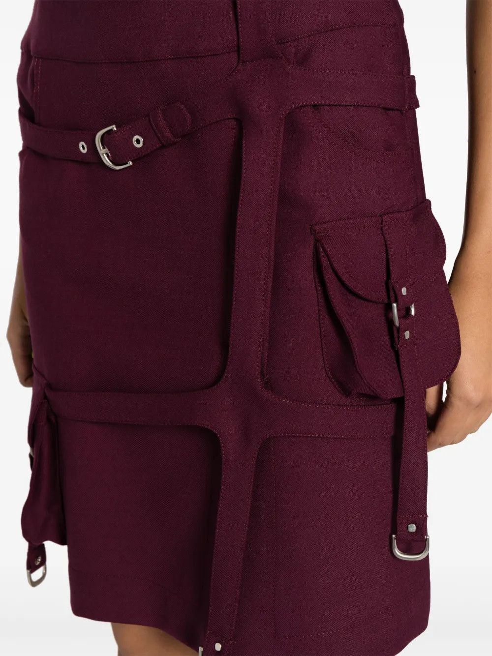 Off-White o1y1225 Mini Skirt in Burgundy Size 26" / US 2 / IT 38 - 2 Thumbnail