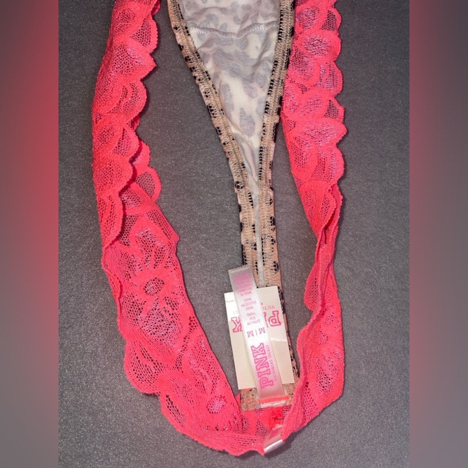 Victoria's Secret Victoria’s Secret’s Leopard Hot Neon Lace Thong NEW M Size ONE SIZE - 10 Thumbnail