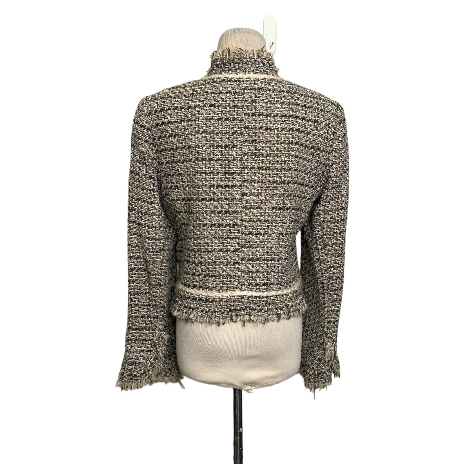 Holt Renfrew Renfrew brown woven fringe zippered jacket blazer size 6 Size M / US 6-8 / IT 42-44 - 11 Thumbnail