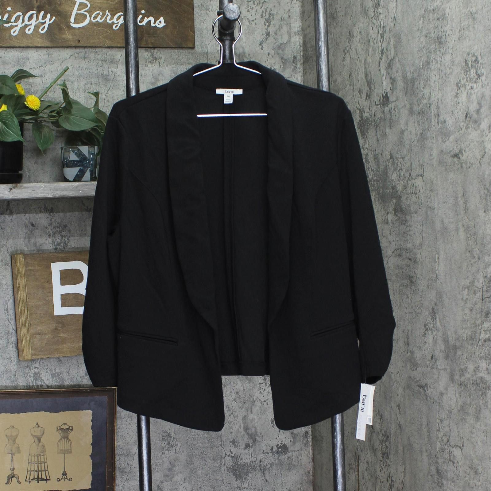 Bar III Nwt Bar Iii Petite Ruched-sleeve Blazer Jacket Black Pxl Size XL / US 12-14 / IT 48-50 - 1 Thumbnail