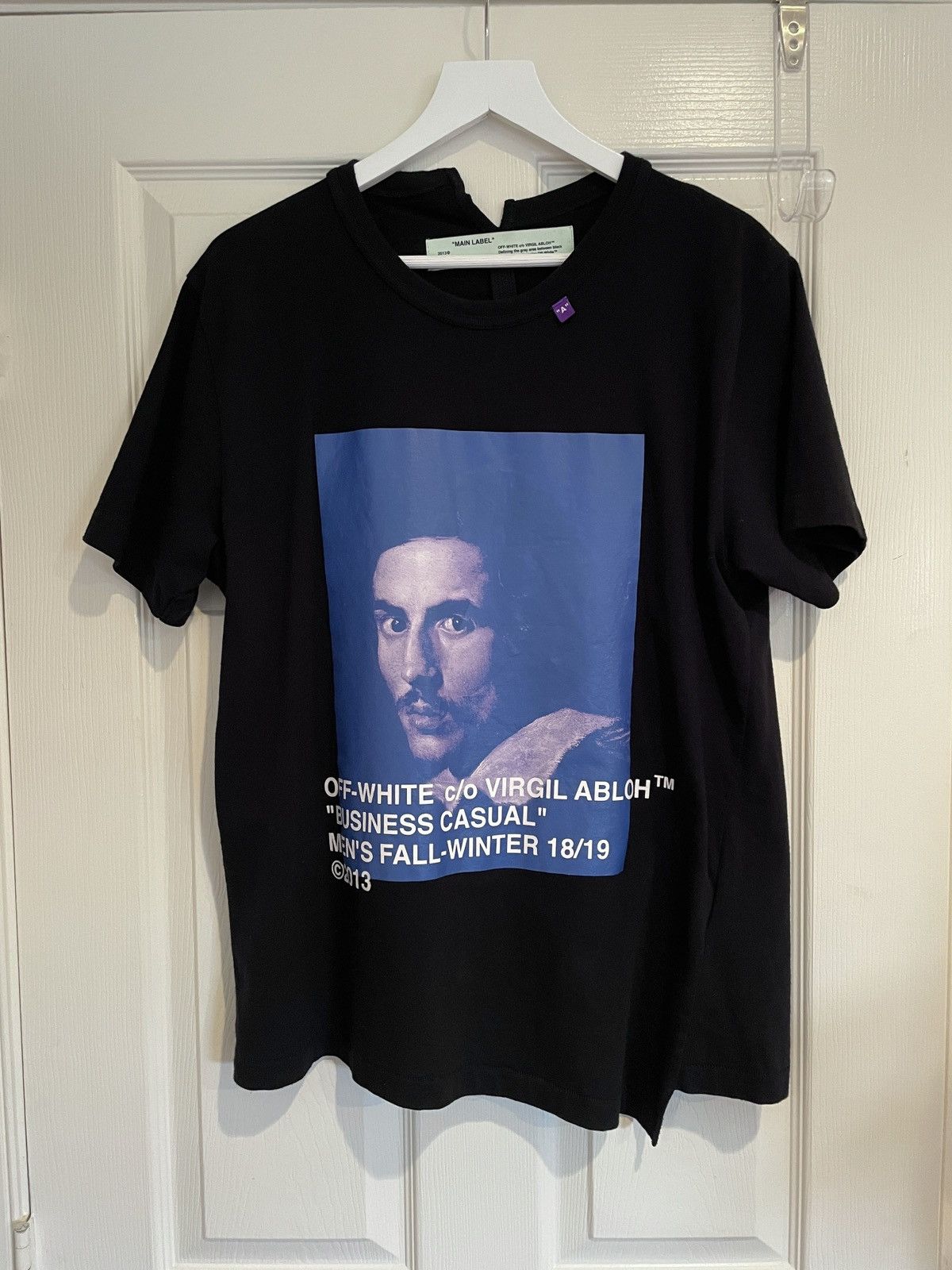 image of Off White x Virgil Abloh Off-White Bernini Spliced Tshirt "business Casual" Fw18/19 in Black (Size 