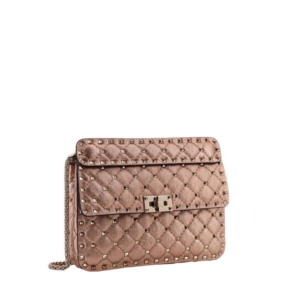 AMI VALENTINO GARAVANI Rockstud Spike Medium Pink Laminated Leat Size ONE SIZE - 3 Thumbnail