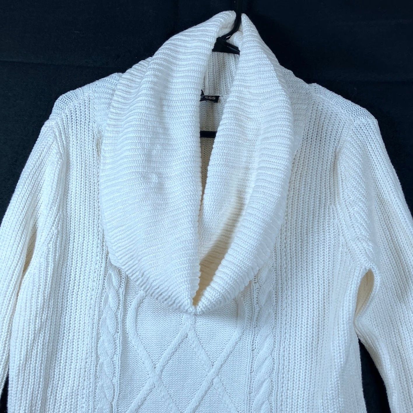 Express Express Sweater Dress White Cable Knit Cowl Neck Midi Long Sleeve M  Womens | Grailed
