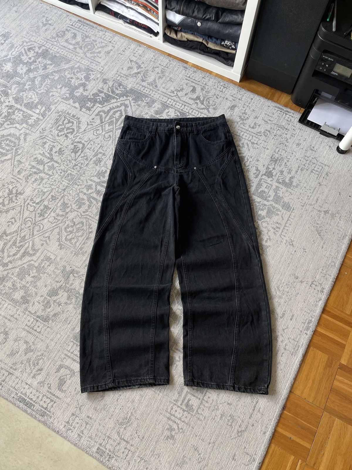 Japanese Brand × Vintage Vintage Baggy Wide Jeans Washed Faded Denim Flared Hype Y2K Size US 32 / EU 48 - 1 Thumbnail