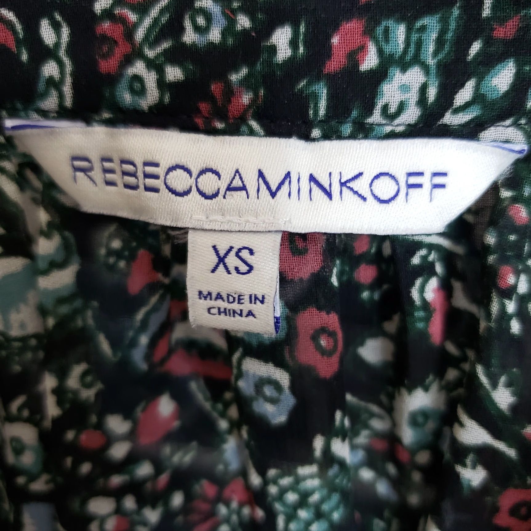 Rebecca Minkoff Rebecca Minkoff Womens Blouse XS Black Green Floral Neck Tie Long Sleeve Size XS / US 0-2 / IT 36-38 - 5 Thumbnail