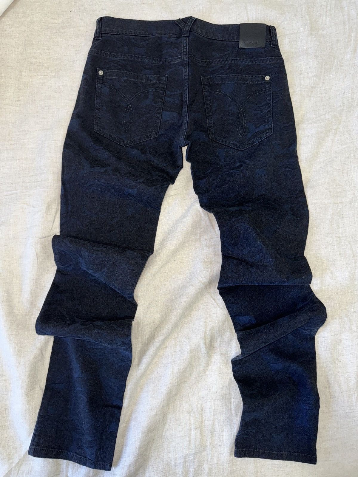 Versace Baroque Jeans Cody Fit Dark Navy blue Medusa Print Slim Size US 31 - 16 Thumbnail