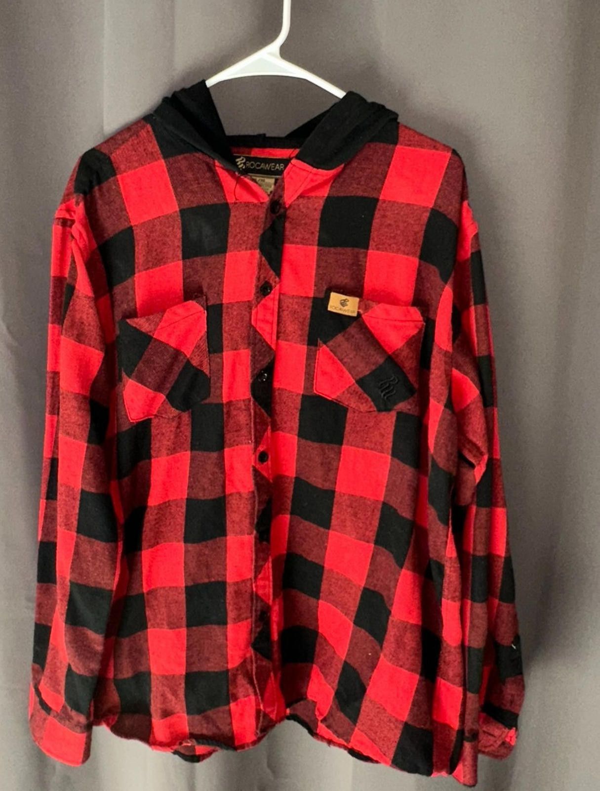Rocawear Rocawear Flannel Hoodie XL Red Black Plaid Size US XL / EU 56 / 4 - 1 Thumbnail
