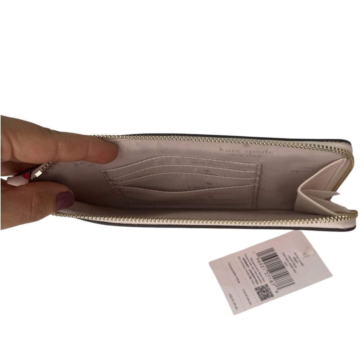 Kate Spade Kate Spade Staci Floral Medium L Zip Wristlet Fresh Peach Size ONE SIZE - 4 Thumbnail