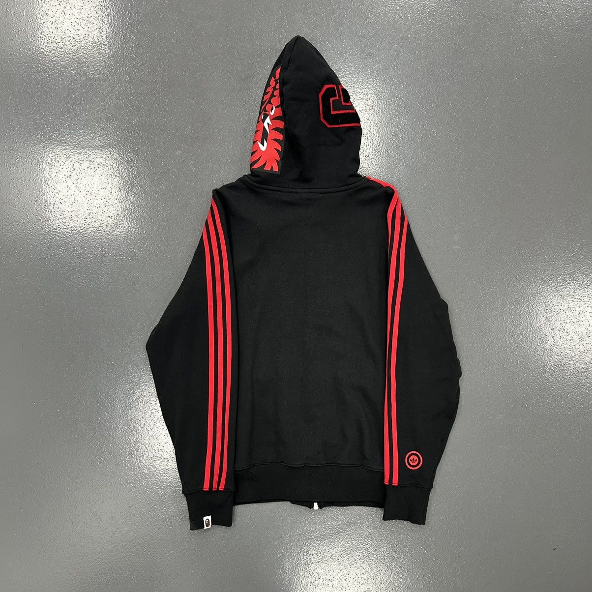 Adidas × Bape UVP7 Bape x adidas Shark Fleece Full Zip Up Hoodie (Black) Size US M / EU 48-50 / 2 - 2 Thumbnail