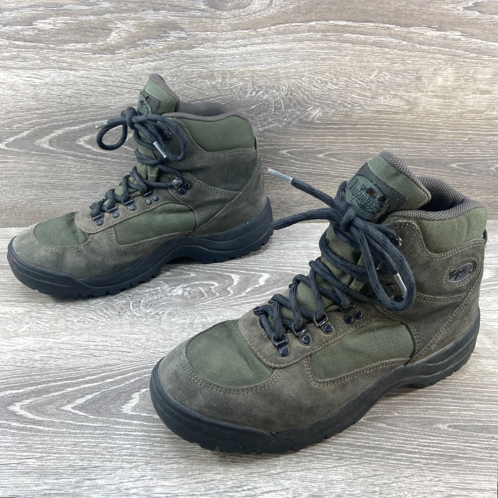 Vasque VINTAGE Vasque Green Gray Suede Leather Canvas Lace Up Hiking Boots Size 10.5 Mens Boots Green Gray 90s Vasque Hiking Boots Size US 10 / EU 43 - 5 Thumbnail