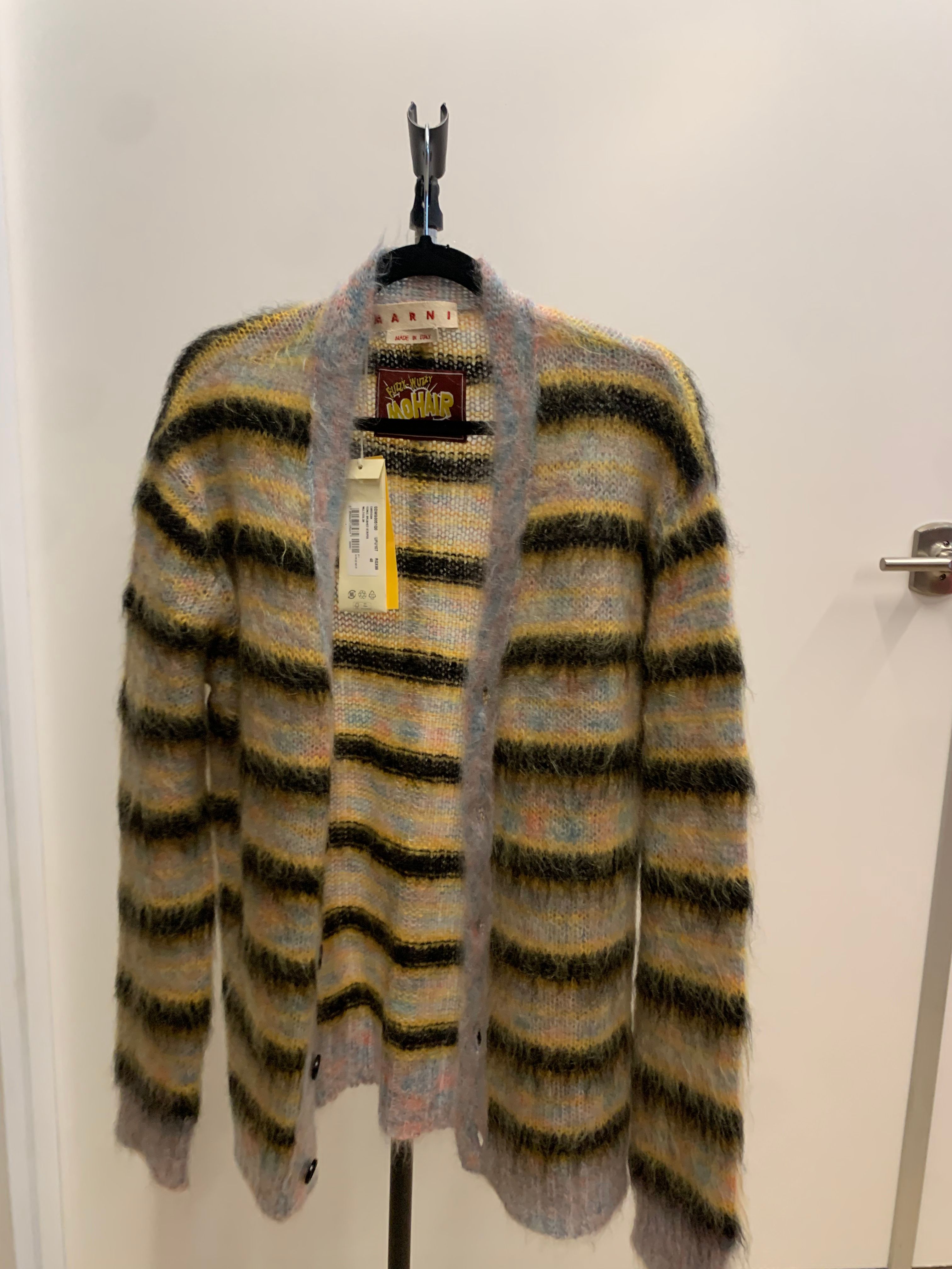 Pre-owned Marni Brushed Striped Mohair Cardigan In Multicolor