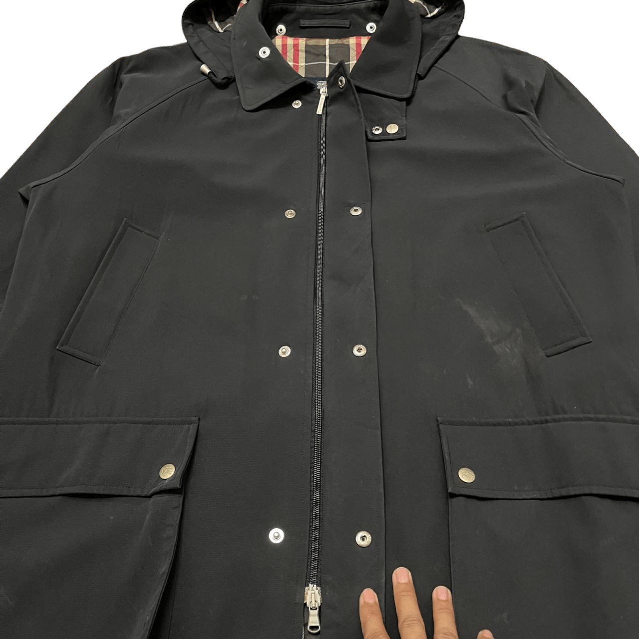 Burberry 🔥Pick🔥 Vtg Burberry London Red Nova Check Removable Hood Size US XL / EU 56 / 4 - 10 Thumbnail