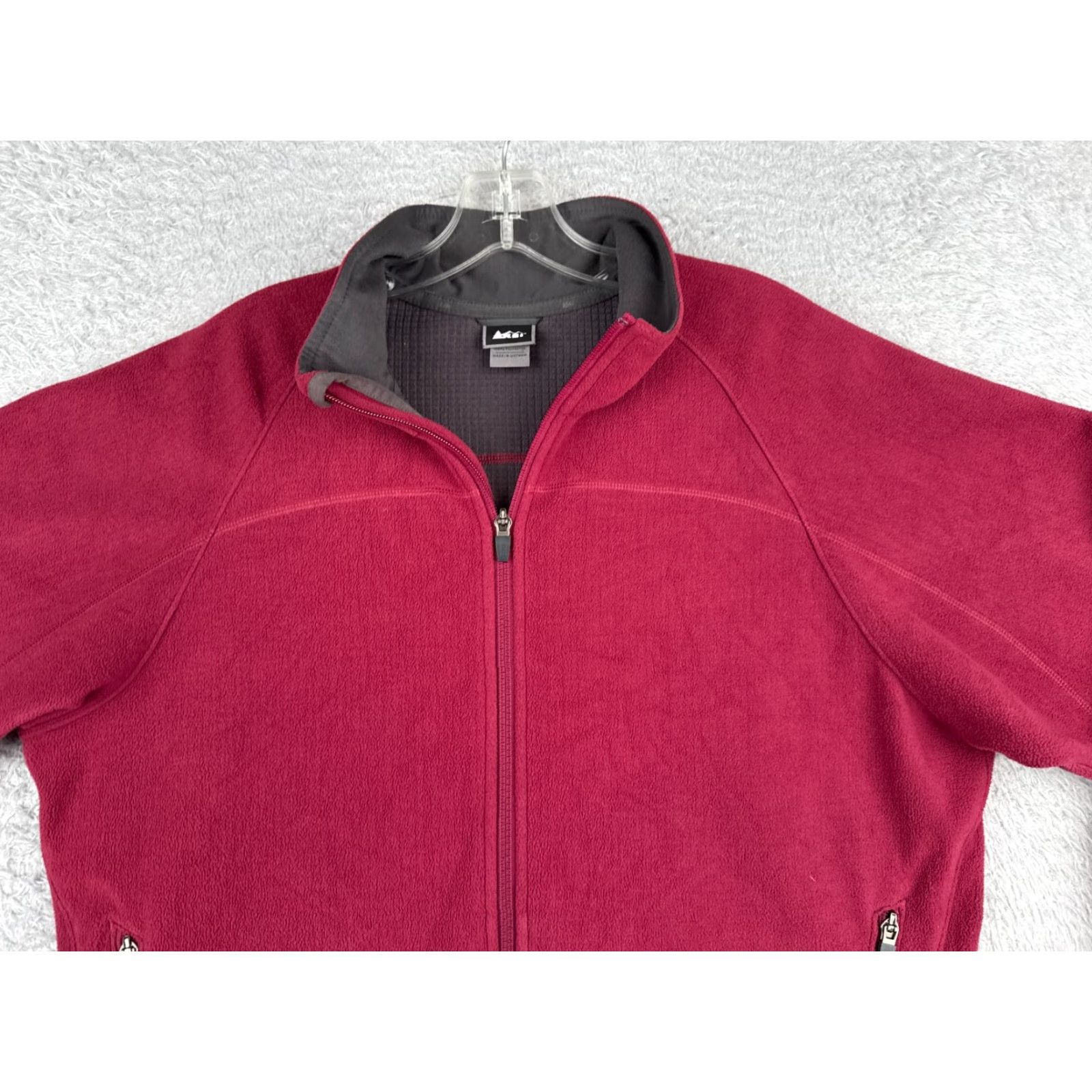 Vintage REI Jacket Womens Extra Large Red Full Zip Fleece Polyester Mock Neck Pockets Size XL / US 12-14 / IT 48-50 - 4 Thumbnail