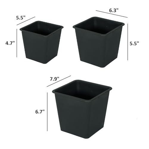 Designer × Homemade 6.3" Square Nursery Plant Pot - Garden Plastic Pots with Dra Size US L / EU 52-54 / 3 - 3 Thumbnail