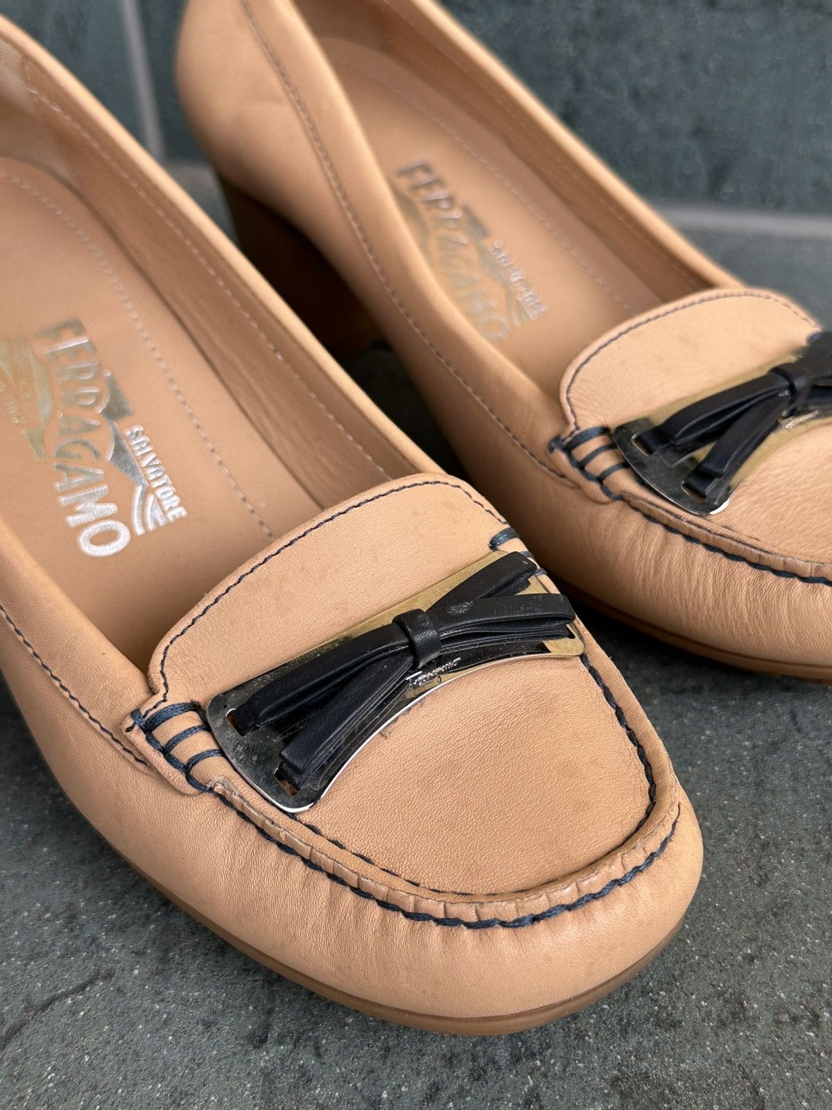 Salvatore Ferragamo Salvatore Ferragamo Women Heels Brown Beige Vintage Italy Size US 6 / IT 36 - 6 Thumbnail