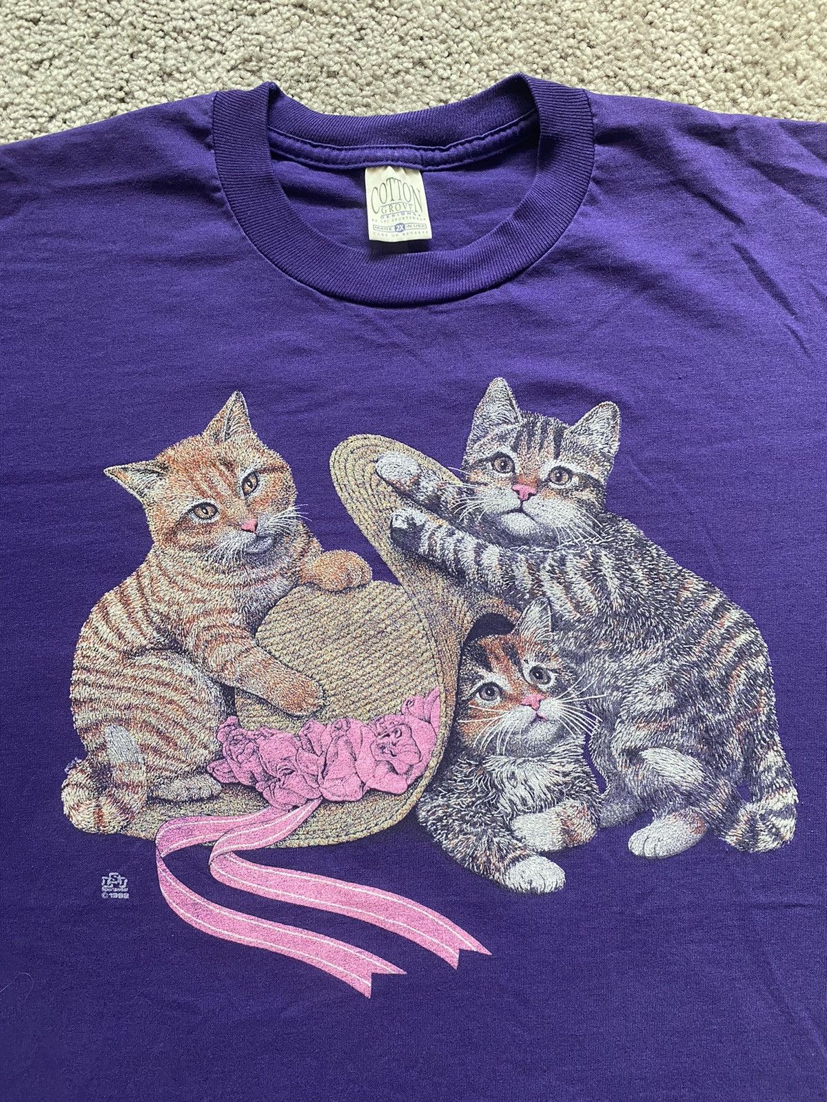 Vintage Vintage Cat Tee Shirt Size US XXL / EU 58 / 5 - 2 Thumbnail