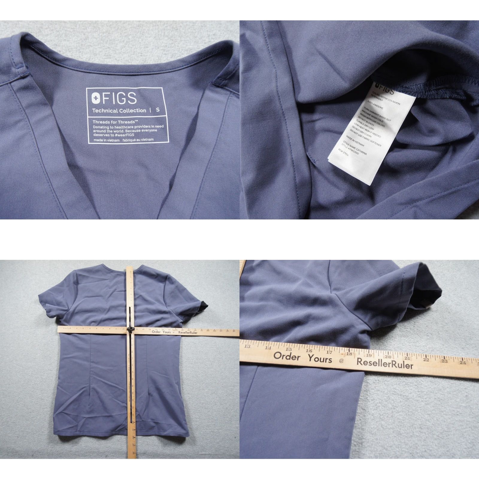 Vintage FIGS Shirt Womens Small Blue Scrub Top Nurse Medical Workwear Stretch Catarina Size S / US 4 / IT 40 - 8 Thumbnail