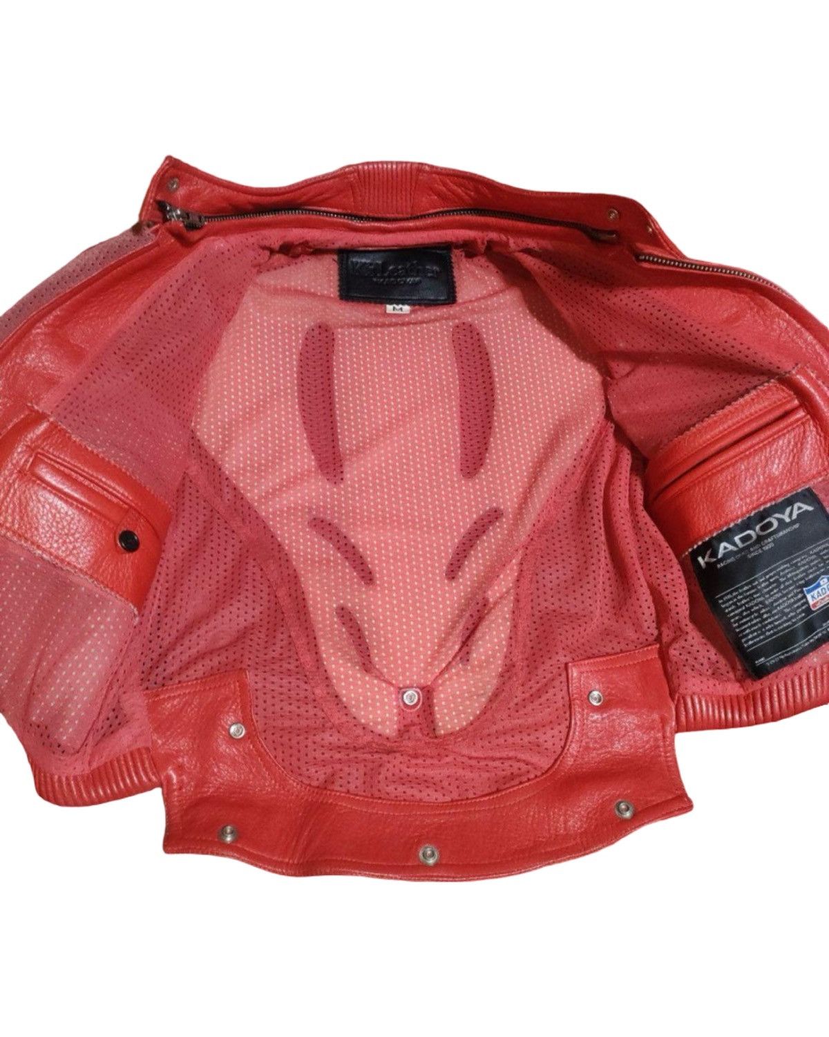 Kadoya Black Star God Speed Genuine Red Leather Crop Biker Jacket Size US M / EU 48-50 / 2 - 11 Thumbnail