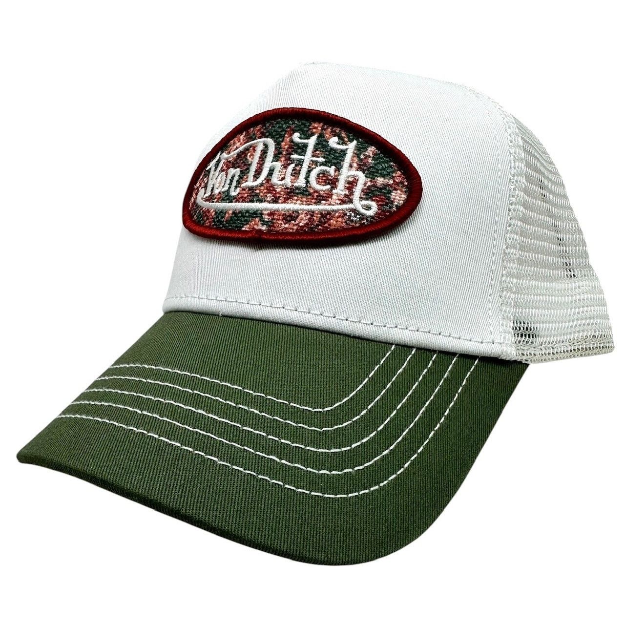 Von Dutch Von Dutch Trucker Hat White Green Floral Snapback Cap Size ONE SIZE - 1 Thumbnail