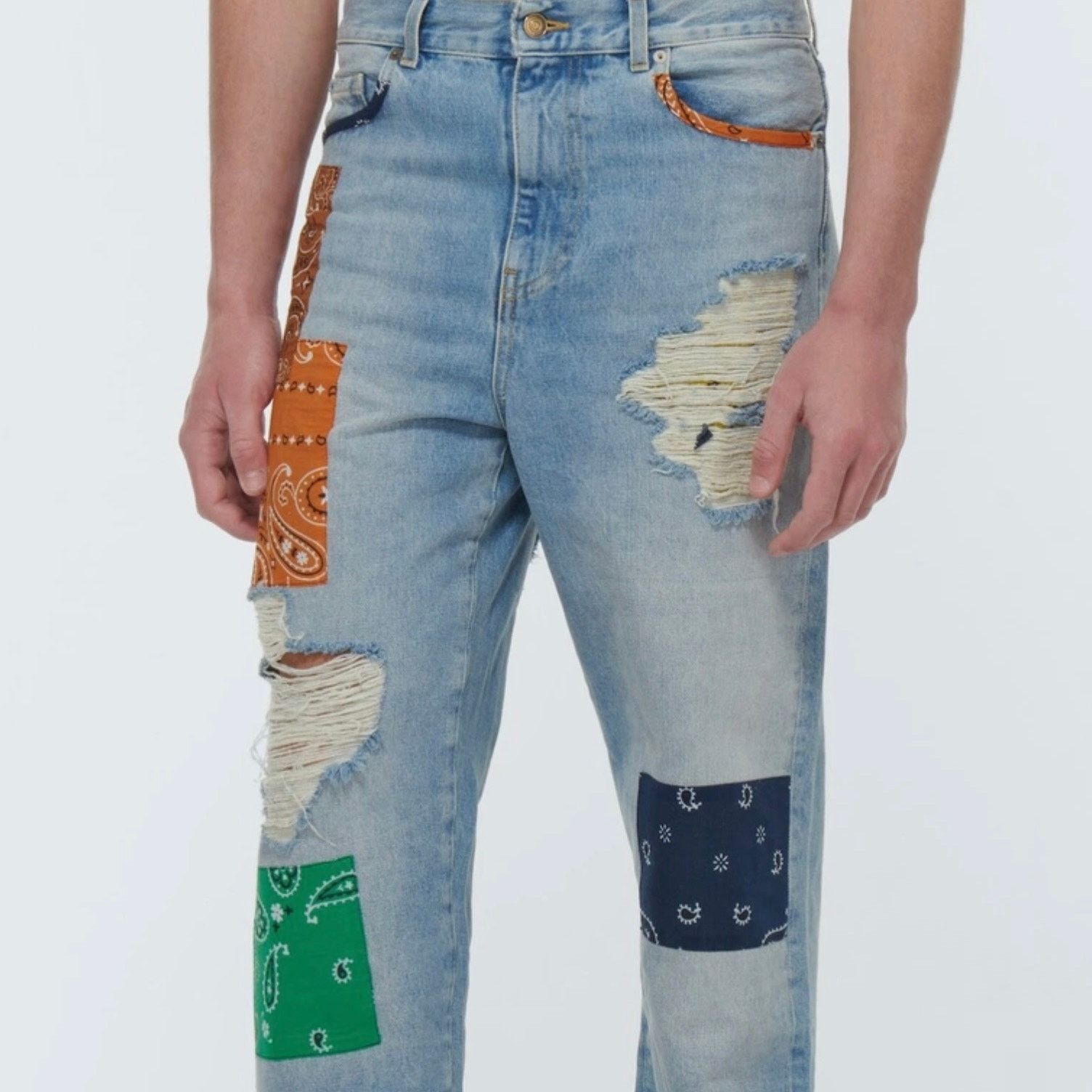 Alanui ALANUI: Men's Baggy Cut Patchwork Jeans - 30 Size US 30 / EU 46 - 3 Thumbnail