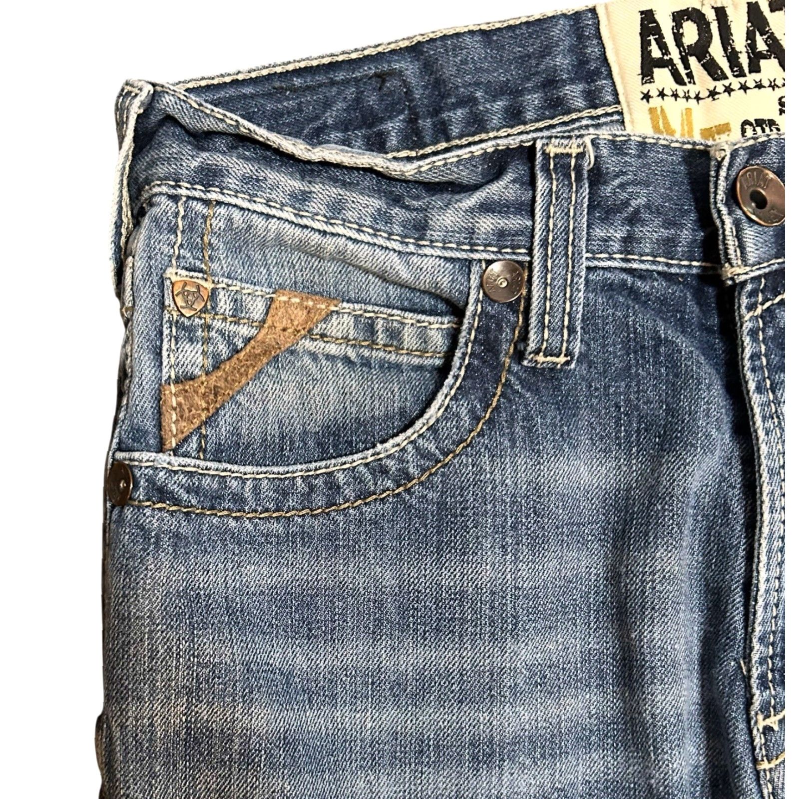 Ariat Ariat Denim M5 Slim Straight Women's Blue Jeans Size 29x32 Western Cowboy Horse Southwestern M5 Slim Straight Jeans Size 29" - 6 Thumbnail