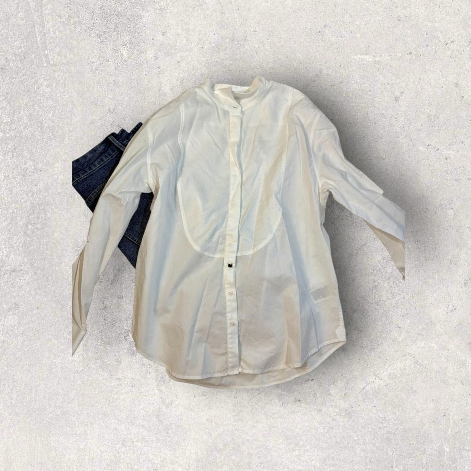J.Crew J. Crew White Tuxedo Shirt Classic Cotton w/ black buttons Size M / US 6-8 / IT 42-44 - 3 Thumbnail