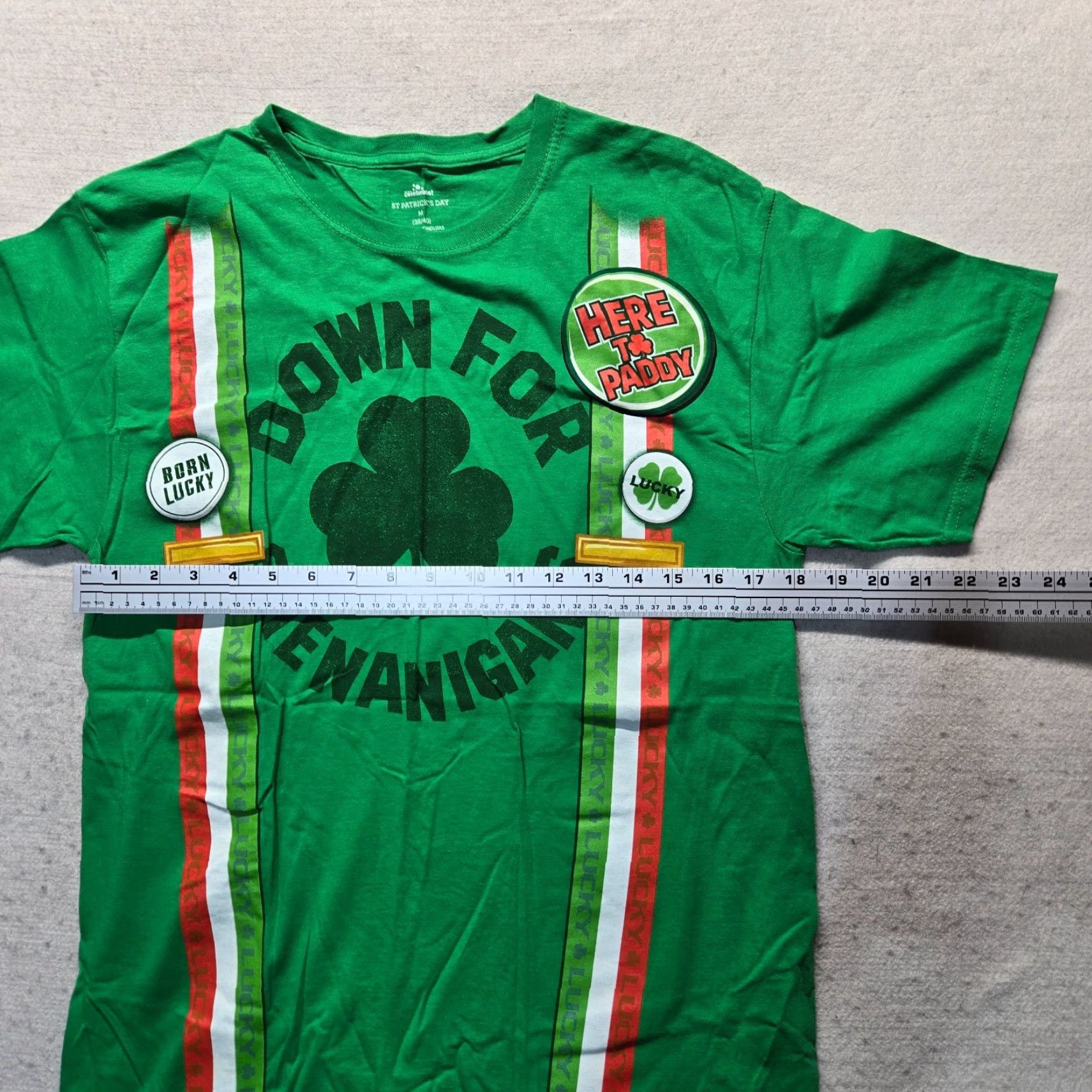 Vintage St. Patricks Day T-Shirt "Down For Shenanigans" Lucky Adult Men's Size M Medium Shirt Men Green Funny Shirt Mens Size US M / EU 48-50 / 2 - 4 Thumbnail
