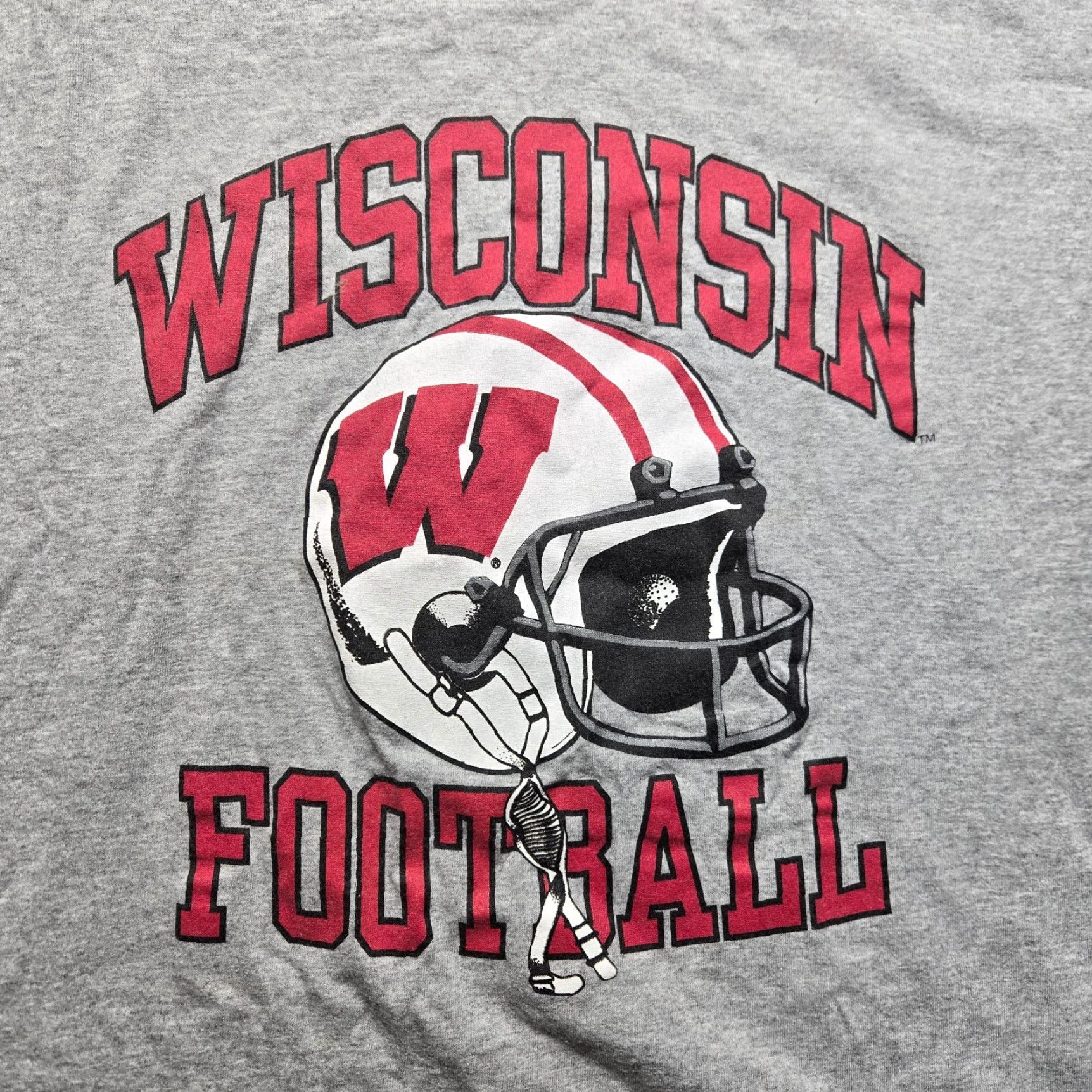 Jerzees Wisconsin Badgers Football Shirt T-Shirt Adult Men 2X Gray Big & Tall Short Sleeve Tee XX2X Size US XXL / EU 58 / 5 - 2 Thumbnail
