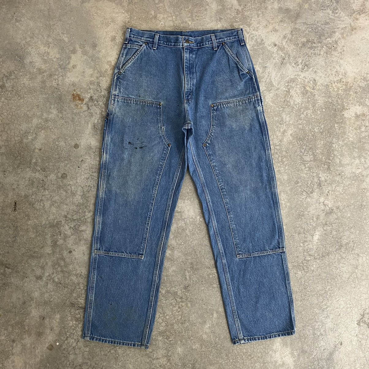 Carhartt VTG Carhartt Double Knee Blue Carpenter Denim Jeans Size US 35 - 3 Thumbnail