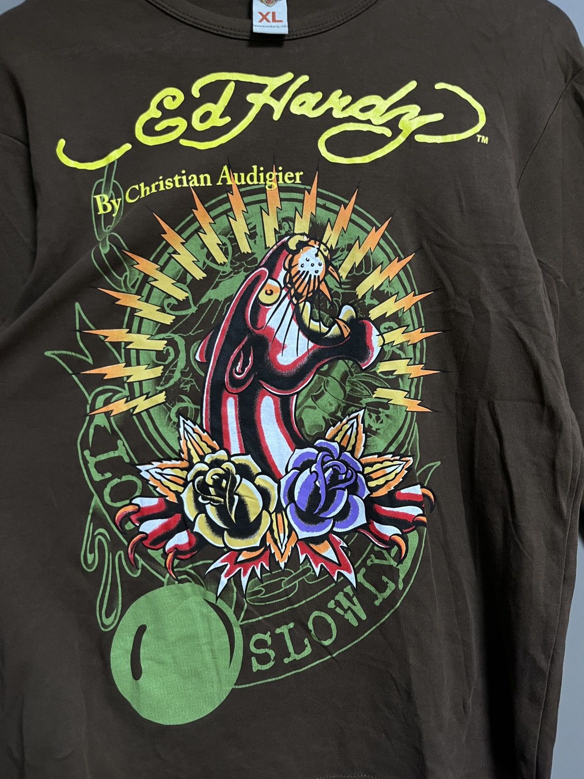 Christian Audigier × Ed Hardy Ed Hardy Panthera Print Y2K Brown Long Sleeve Size US XL / EU 56 / 4 - 7 Thumbnail