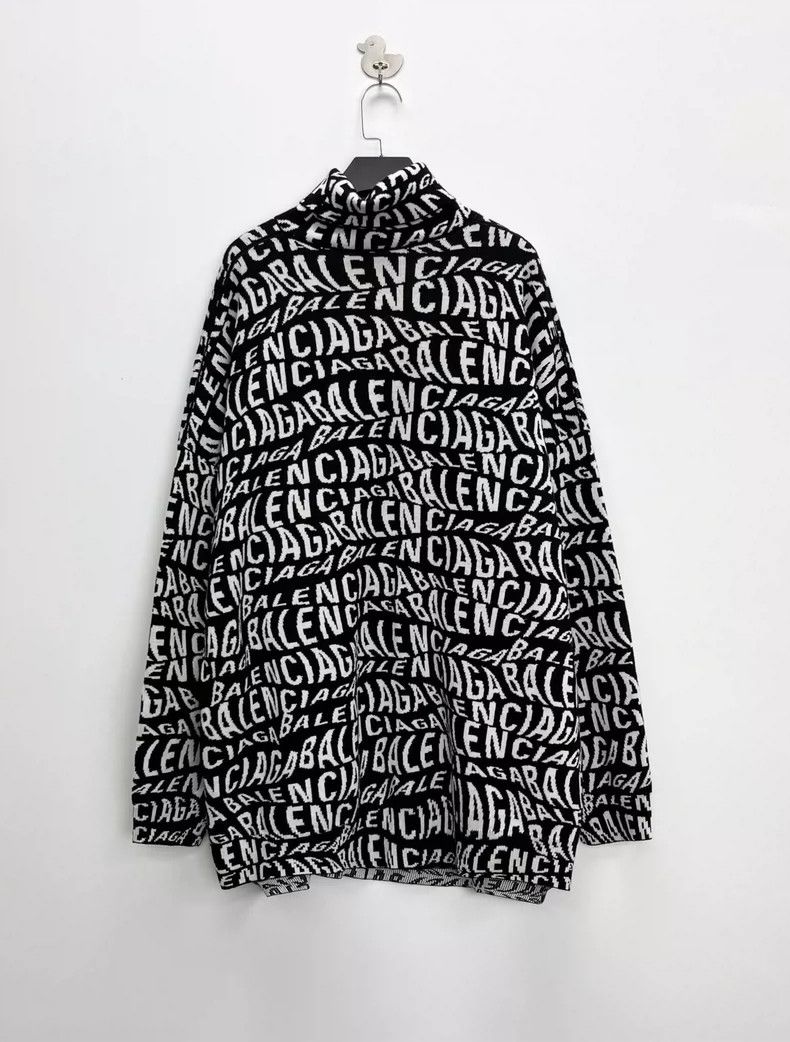 Balenciaga Balenciaga Black and white bullet-screen half-turtleneck s Size US L / EU 52-54 / 3 - 2 Thumbnail