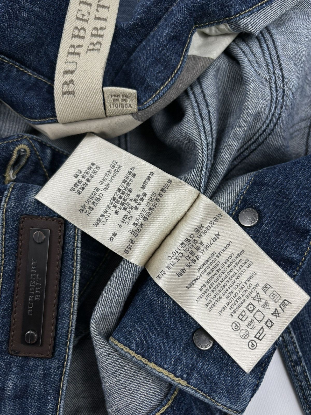 Burberry BRIT Nova Check Trim Denim Blue Trucker Buttons Jacket Jean Crop Bomber Size S / US 4 / IT 40 - 19 Thumbnail