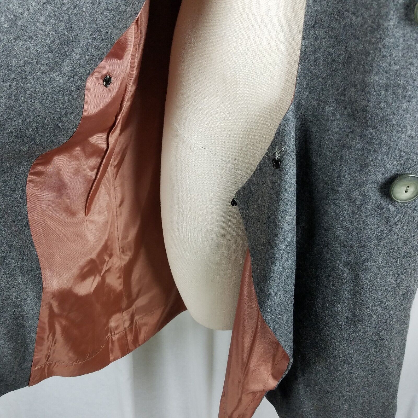 Handmade Vtg Handmade 1950s Wool Tweed Button Mod Dress M L Charcoal Size M / US 6-8 / IT 42-44 - 6 Thumbnail