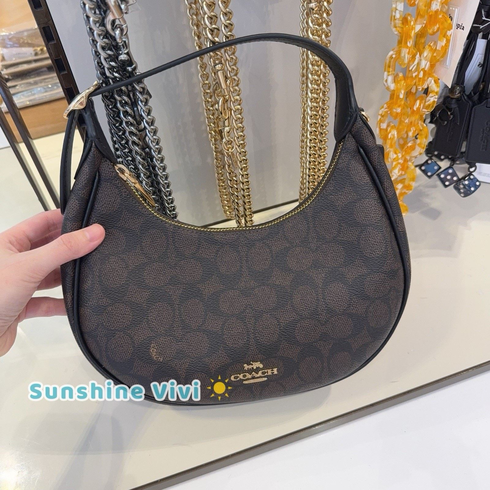 Coach NWT Coach Emily Shoulder Bag CDX17 Gold/Walnut/Black Size ONE SIZE - 1 Thumbnail
