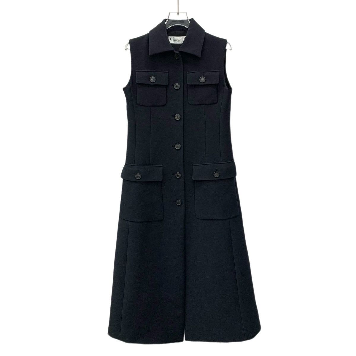 Dior Dior Black Wool Lapel Single Breasted Sleeveless Dress Size XS / US 0-2 / IT 36-38 - 1 Thumbnail