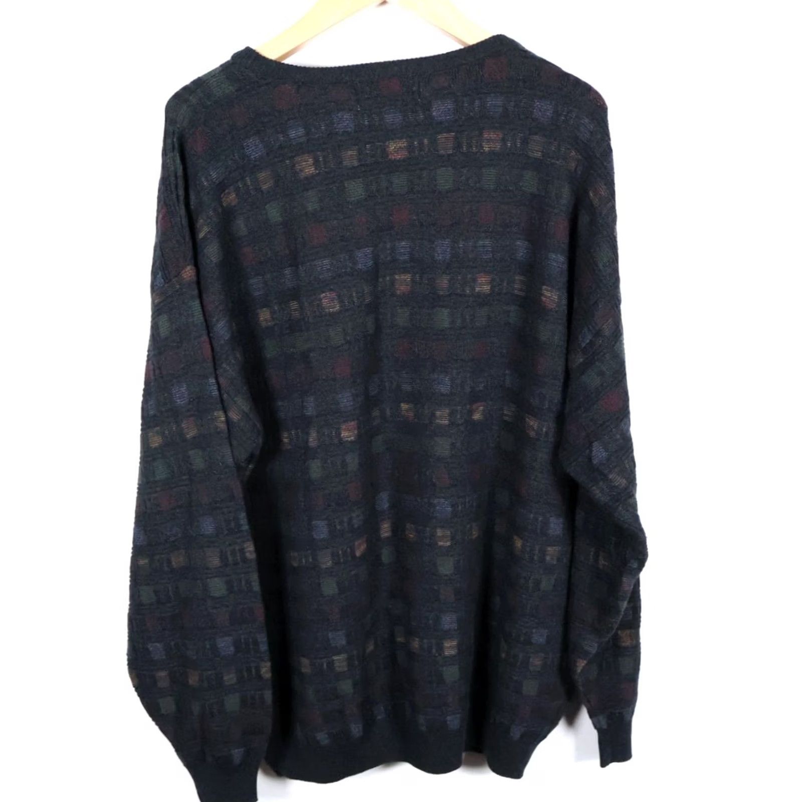 Pronto Uomo VINTAGE Pronto Uomo Sweater Mens 2XL Dark Gray Textured Check Knit VTG Dad Style Pullover Crew Neck Knit 90s Regular Mens Size US XXL / EU 58 / 5 - 2 Thumbnail