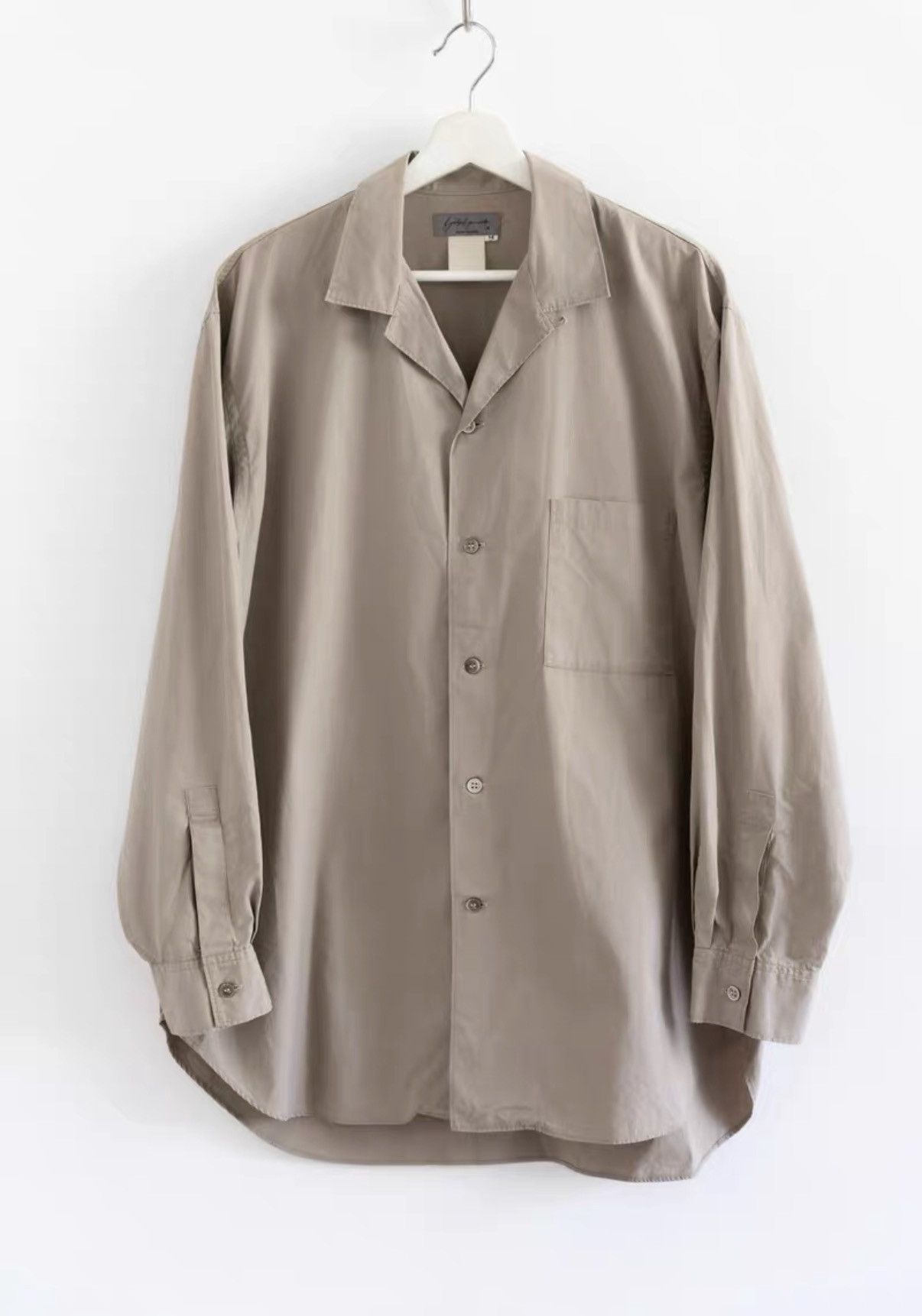 Yohji Yamamoto Yohji Yamamoto 80s Milk Tea Color Cuban Collar Shirt K4 Size US M / EU 48-50 / 2 - 1 Thumbnail
