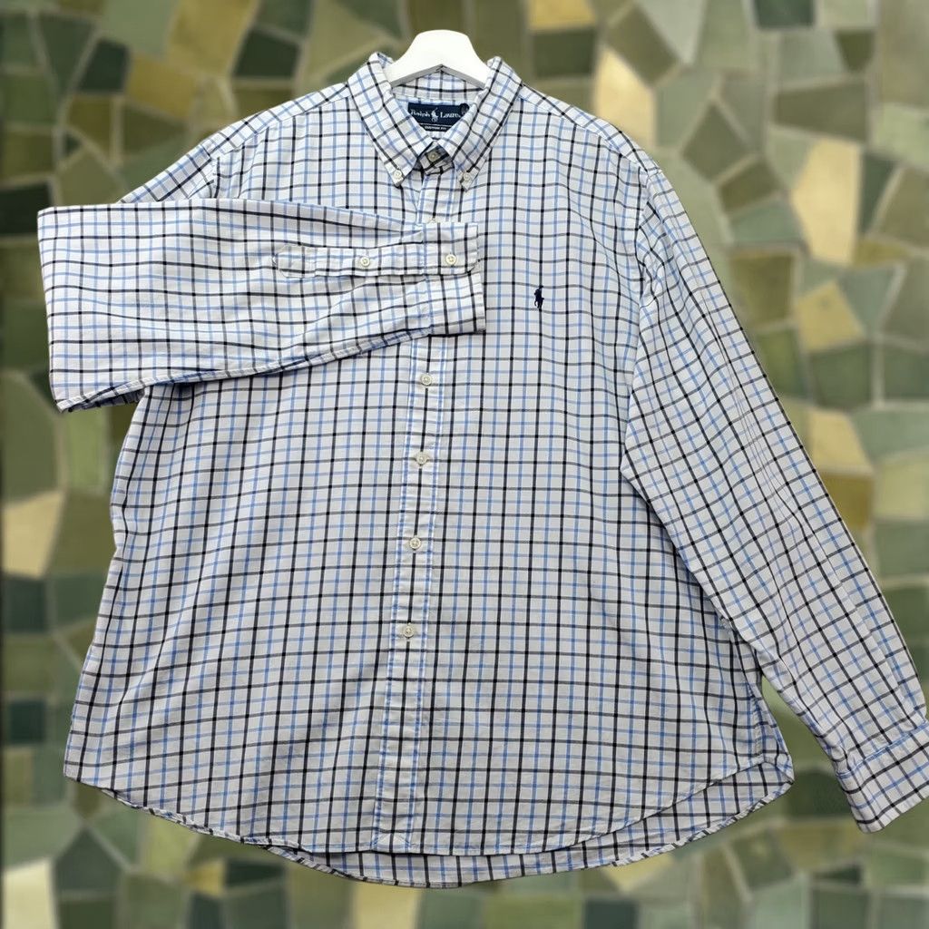 Ralph Lauren Ralph Lauren Button Down Shirt Mens 2XL White Blue Windowpane Plaid Custom Fit Shirt (Button-Up) Size US XXL / EU 58 / 5 - 1 Thumbnail