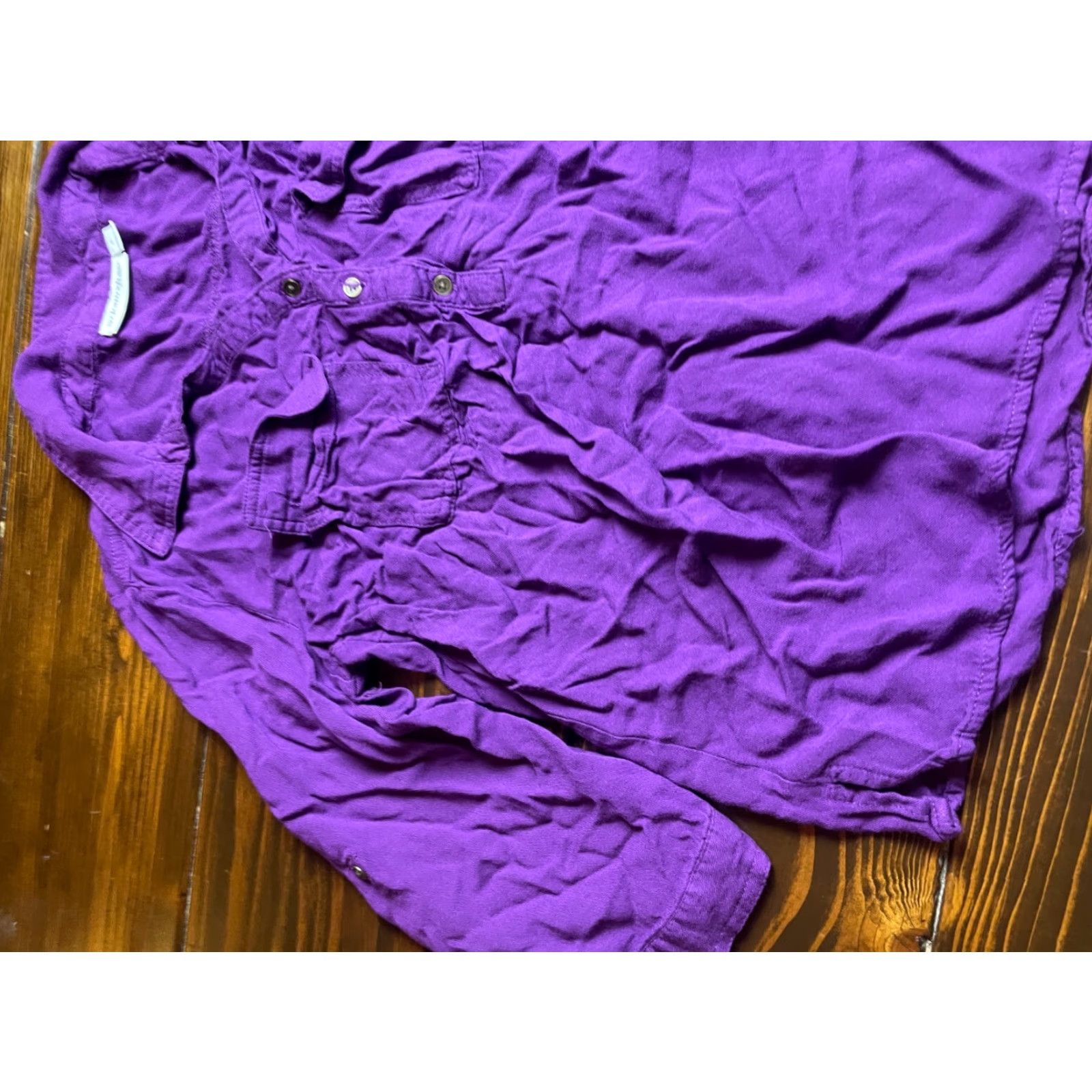 Vintage St.John's Bay Blouse Women's Large Purple ¾ Sleeve Pockets Collared Hanley Blouse Ladies L Purple 3/4 Sleeve Pockets Collared Size L / US 10 / IT 46 - 5 Thumbnail