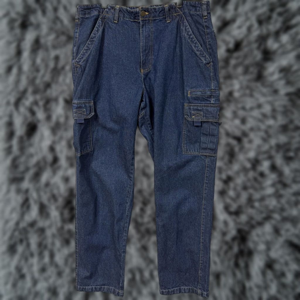 Denime Scandia Woods Mens 38x34 Cargo Jeans Blue Denim Workwear Big & Tall USA Pocketed Straight Rise High 13in 100% Cotton Size US 38 / EU 54 - 1 Thumbnail