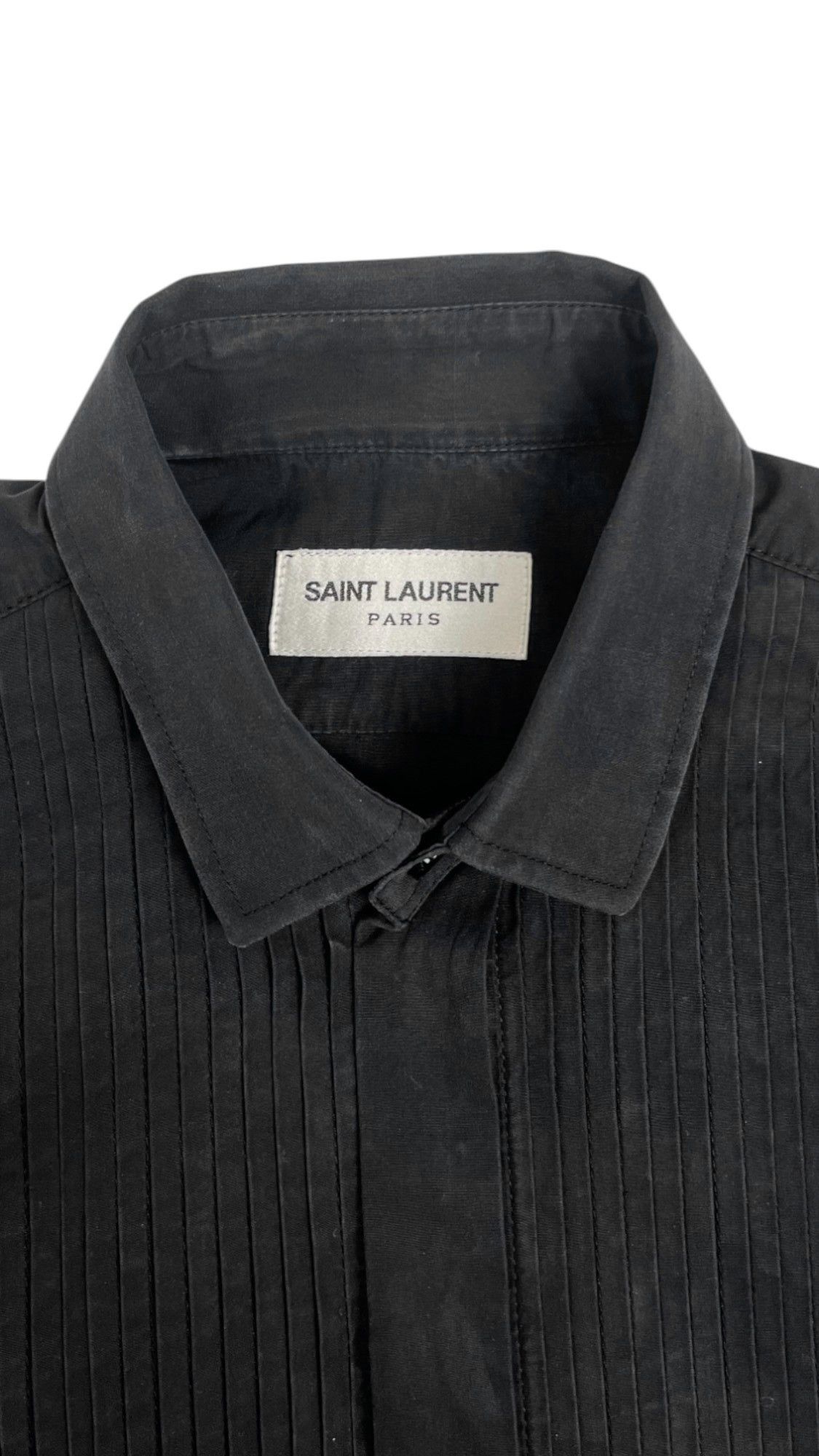 Saint Laurent Paris by Hedi Slimane F/W 2016 Striped Black Cotton Shirt Size M / US 6-8 / IT 42-44 - 8 Thumbnail