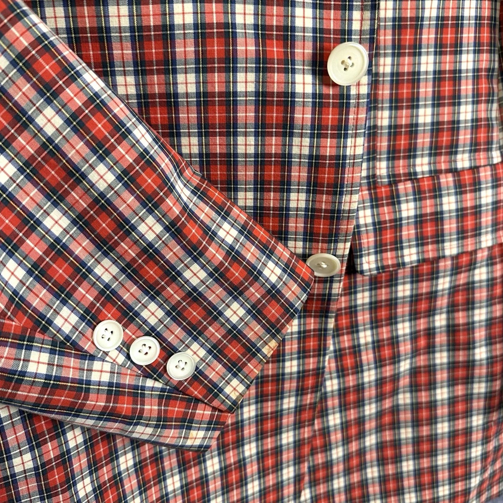 Vintage VINTAGE Kingsridge Sport Coat Red Jacket Blazer L/XL Button Up Plaid Mens Suit Size 42R - 3 Thumbnail